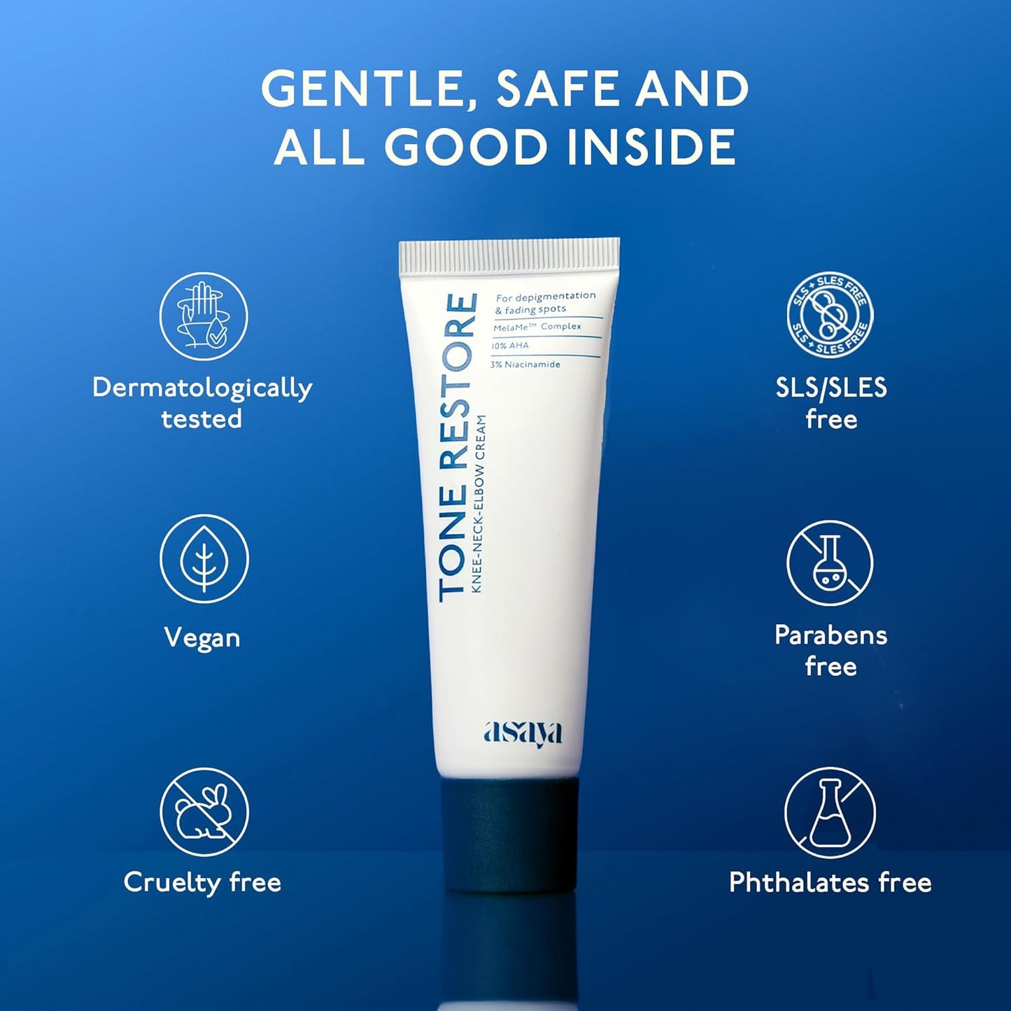 ASAYA Tone Restore Cream for Dark Knees, Elbows & Neck 50g