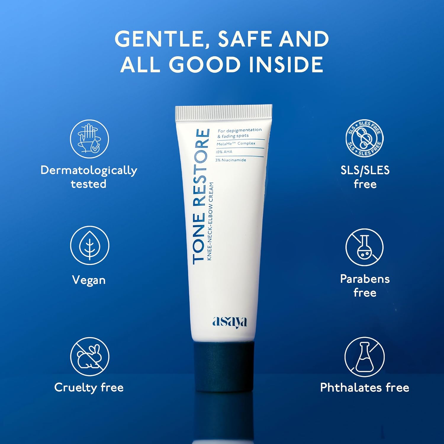 ASAYA Tone Restore Cream for Dark Knees, Elbows & Neck 50g