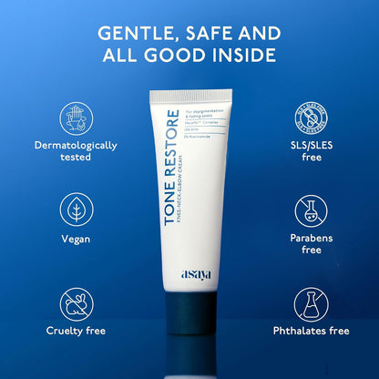 ASAYA Tone Restore Cream for Dark Knees, Elbows & Neck 50g