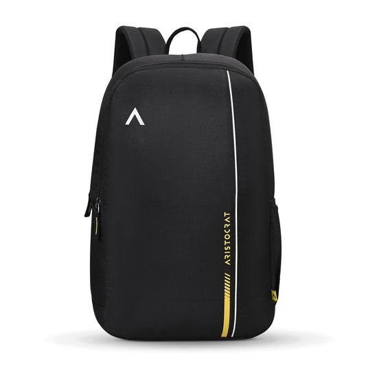 Aristocrat Nova 15L Laptop Backpack for Men & Women with Bottle Pocket | Padded Shoulder Straps, Multi Compartments | Travel & College Bag | Dark Black