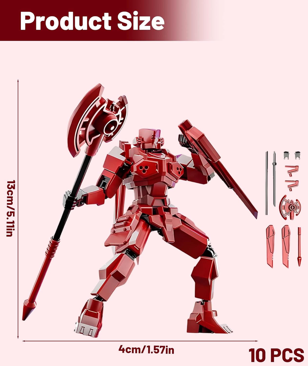 Dummy 13 Action Figure, Red Robot Toy for Kids and Collectors, Articulated Poseable Figure for Display and Play, 3D Printed Desktop Decor Gift
