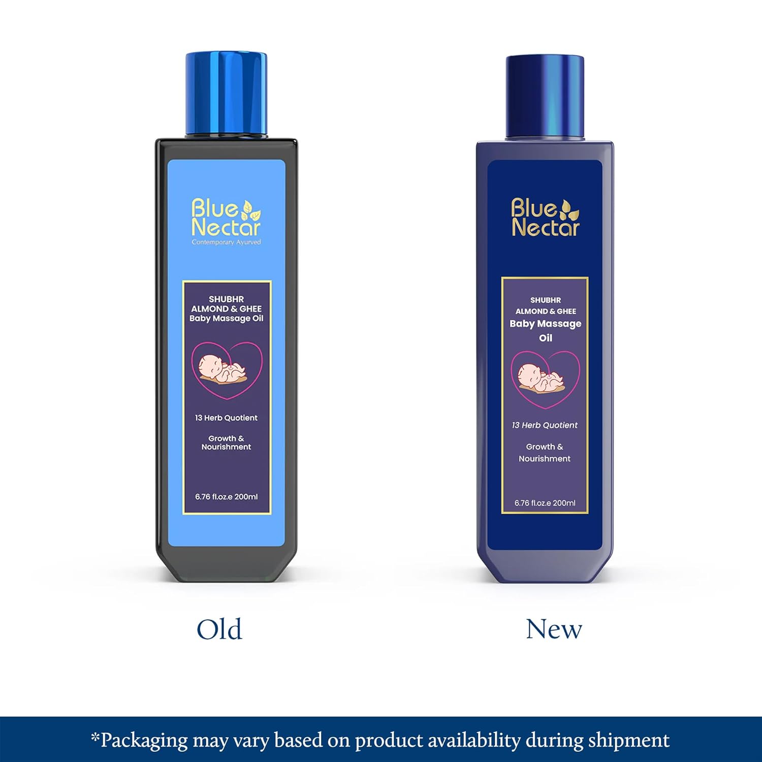 Blue Nectar Ayurvedic Baby Oil with Organic Ghee, 100% Natural Baby Massage Oil With Coconut Oil & Olive Oil | Dermatogically Tested (13 Herbs, 200ml)