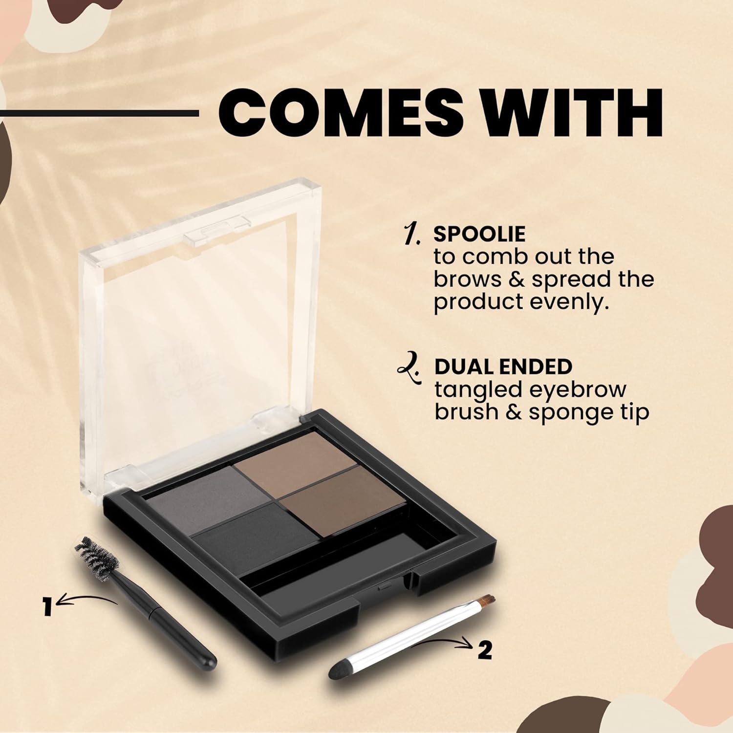 MARS Luxury Eyebrow Powder Set with Brush & Spoolie, Waterproof Formula