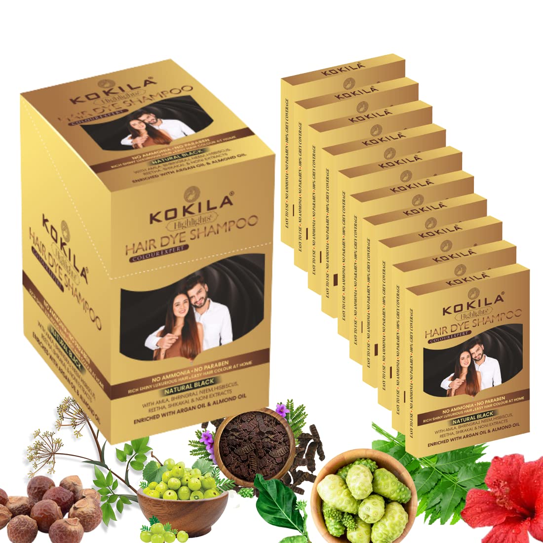 Kokila Unisex Hair Color Shampoo Sachet
