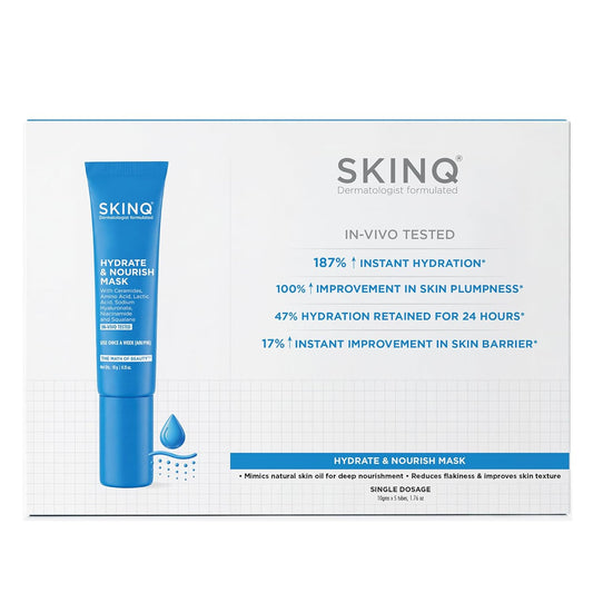 SKINQ Hydrate & Nourish Mask- Pack of 5 | 187% Instant Hydration|Deep Hydration Face Pack for Dry & Dehydrated Skin |Restores Moisture in 20 Minutes|For All Skin Types|In-Vivo TestedI Derma Formulated