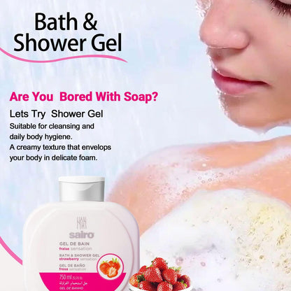 Sairo Strawberry Bath & Shower Gel 750ml - Nourishing, All Skin Types