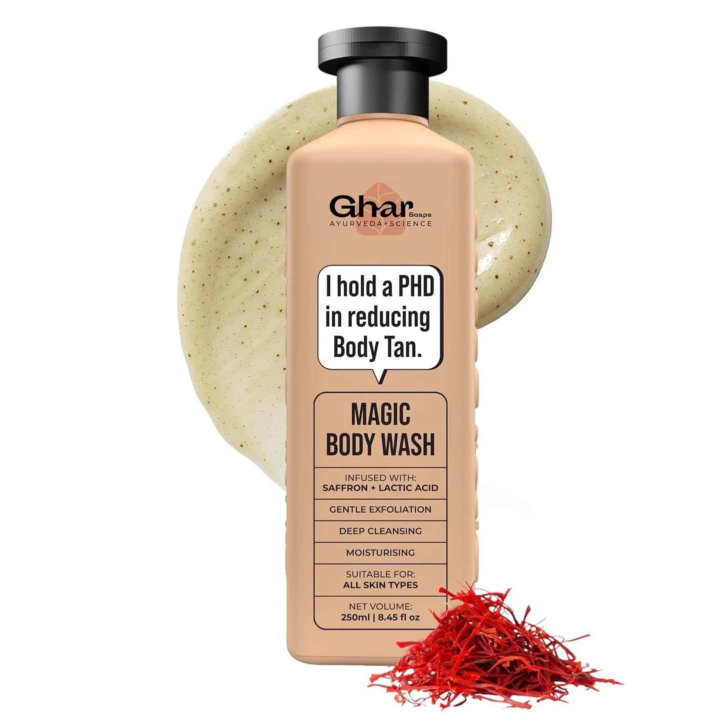 Ghar Soaps De-Tan Body Wash with Saffron & Niacinamide, Paraben-Free
