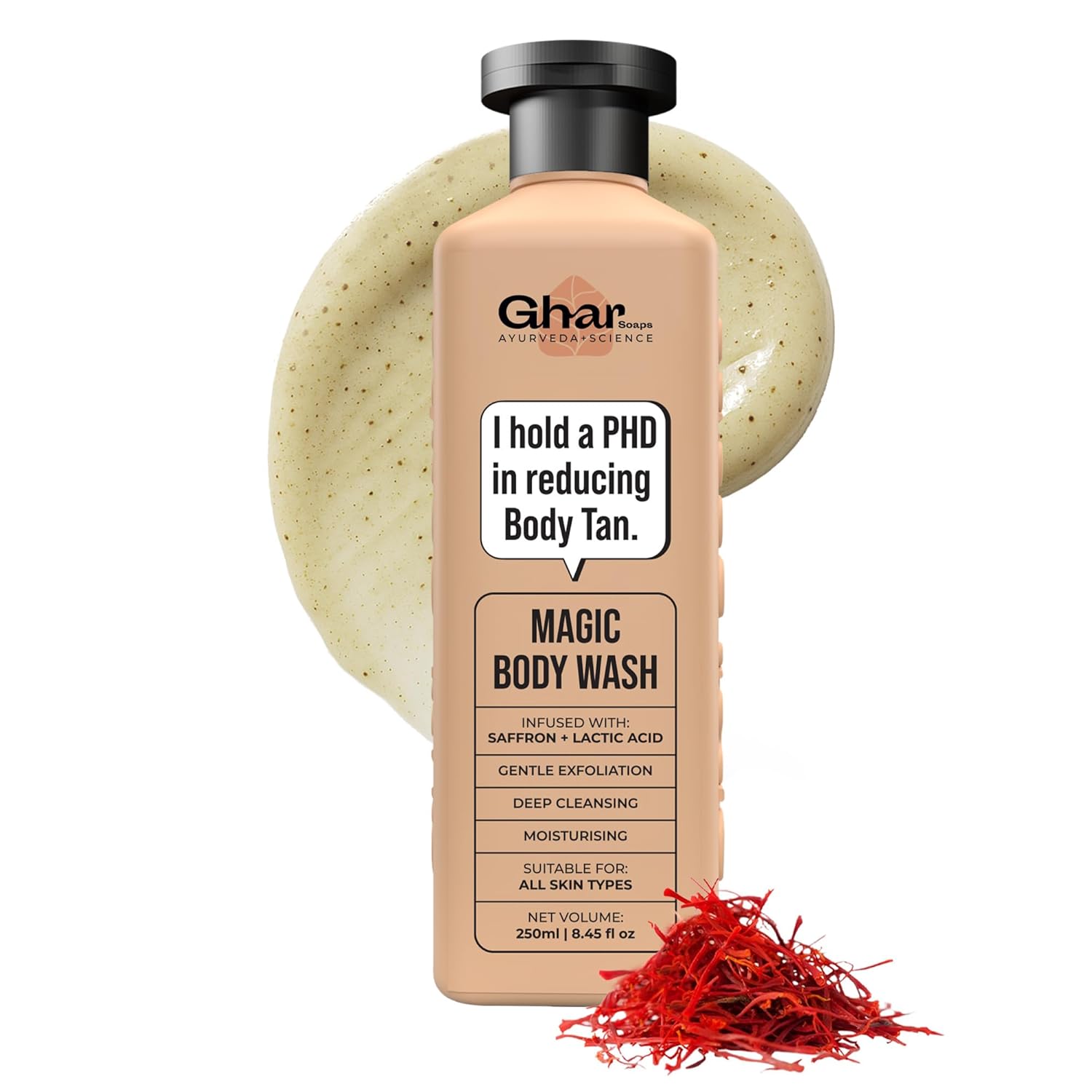 Ghar Soaps De-Tan Body Wash with Saffron & Niacinamide, Paraben-Free
