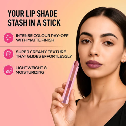RENEE Everyday Fab 5 5-in-1 Nude Matte Lipstick | 5 Shades In 1 Stick, Matte Finish, Intense Colour Pay-off | Creamy Formula, Glides Easily, One Stroke Application | With Jojoba Oil & Vitamin E | 7.5 g