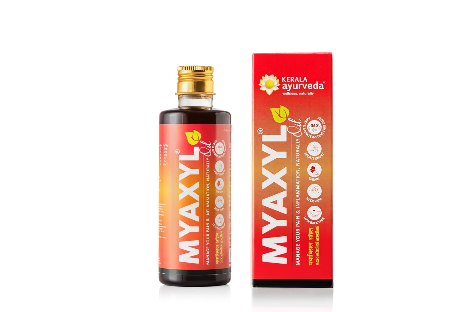 Kerala Ayurveda Myaxyl Oil | Ayurvedic Pain Relief Oil for Back Pain, Knee Pain, Joint & Muscle Pain | Fast-Absorbing, Non-Greasy Formula | 200ml