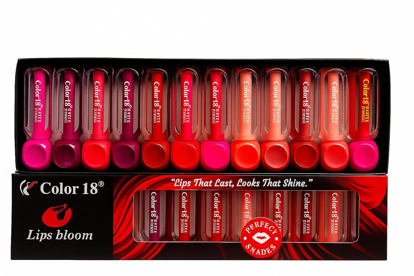 Color 18® Liquid Lipstick Set of 12 | Long Lasting Matte, Smudge-Proof & Waterproof Lip Colors | Bold & Vibrant Shades for All Occasions (Pack of 12)