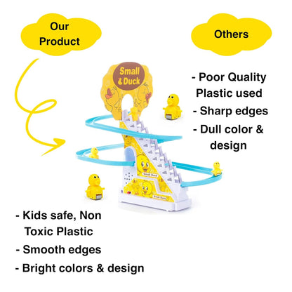 SNAPTRON Duck Slide Toy Set | Musical Toys for Kids| Duck Toy for Kids | Light & Sound Toys |Small Duck Climbing Stairs Toy| Birthday Gifts for Boys and Girls 3+ Years