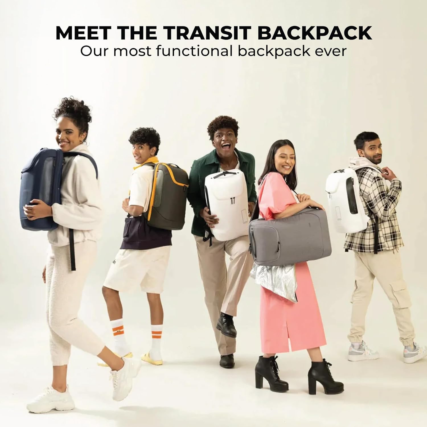 MOKOBARA Transit Backpack | Fits Laptop Up to 16 Inch, 30L Capacity, Water-Resistant Polyester, Vegan Leather Trims | Black,Money Moves - 2.0