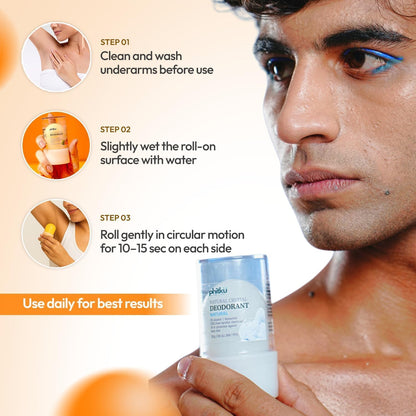 Luxury Alum & Turmeric Roll-On Deodorant, Unscented, Long-Lasting, 100g