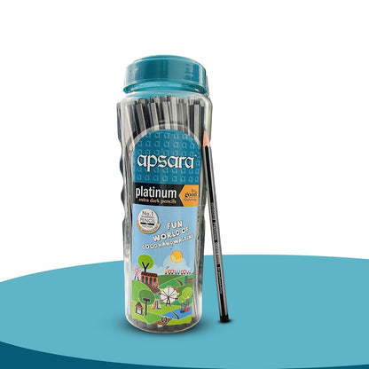 Apsara Platinum Pencil Jar, Smooth Writing & Non-slip Grip, Quality Wood, Easy Sharpening, Convenient for Students, Professionals (Pack of 50)