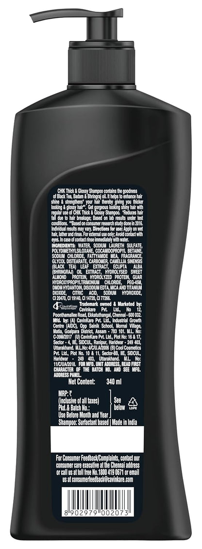 Chik Protein Therapy Shampoo |For 2X Stronger & Black Hair |With the Goodness Of Flax Seeds & Black Tea | 340ml