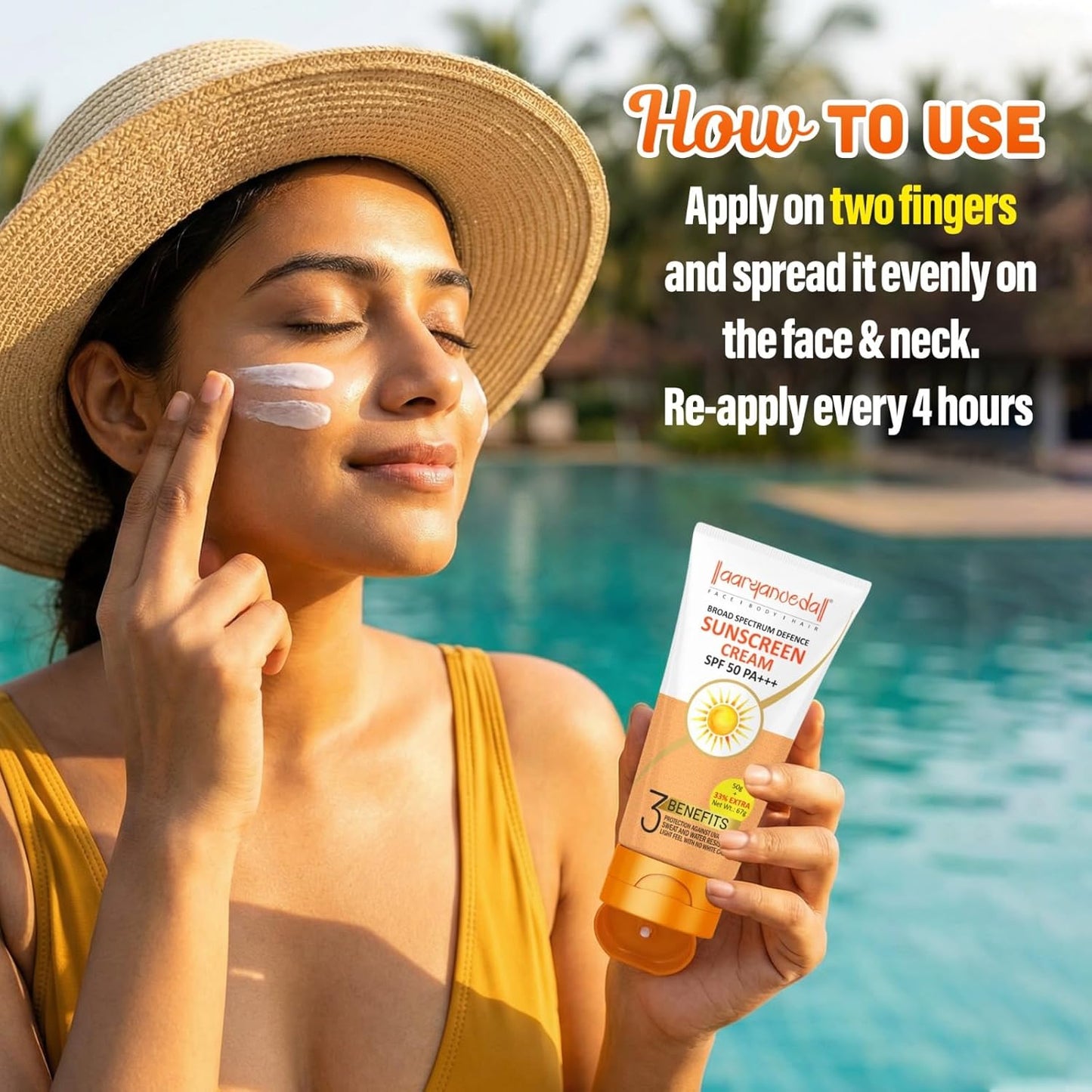 SPF 50 PA+++ Sunscreen Cream for Men & Women | Matte Finish | No White Cast | Water Resistant | Broad Spectrum UVA UVB Protection 67gm Pack Of 2