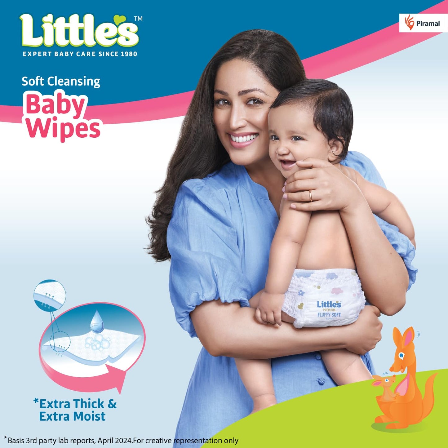 Little's Soft Cleansing Baby Wipes with Lid | 80 Wipes x Pack of 3 - 240 Wipes | Extra Thick & Moist Wet Wipes for Baby's | Prevents Rashes & Redness with Goodness of Aloe Vera, Vitamin E & Jojoba Oil