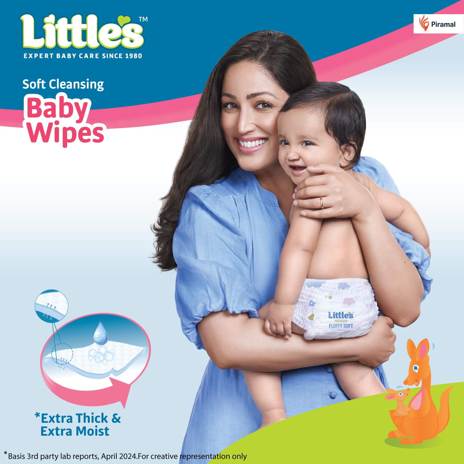 Little's Soft Cleansing Baby Wipes with Lid | 80 Wipes x Pack of 3 - 240 Wipes | Extra Thick & Moist Wet Wipes for Baby's | Prevents Rashes & Redness with Goodness of Aloe Vera, Vitamin E & Jojoba Oil