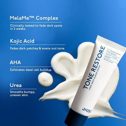 ASAYA Tone Restore Cream for Dark Knees, Elbows & Neck 50g