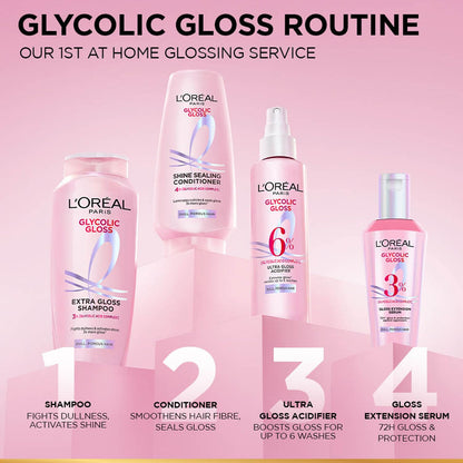 L’Oréal Paris Glycolic Gloss Shampoo for Dull Hair, 3% Glycolic Acid, 340ml