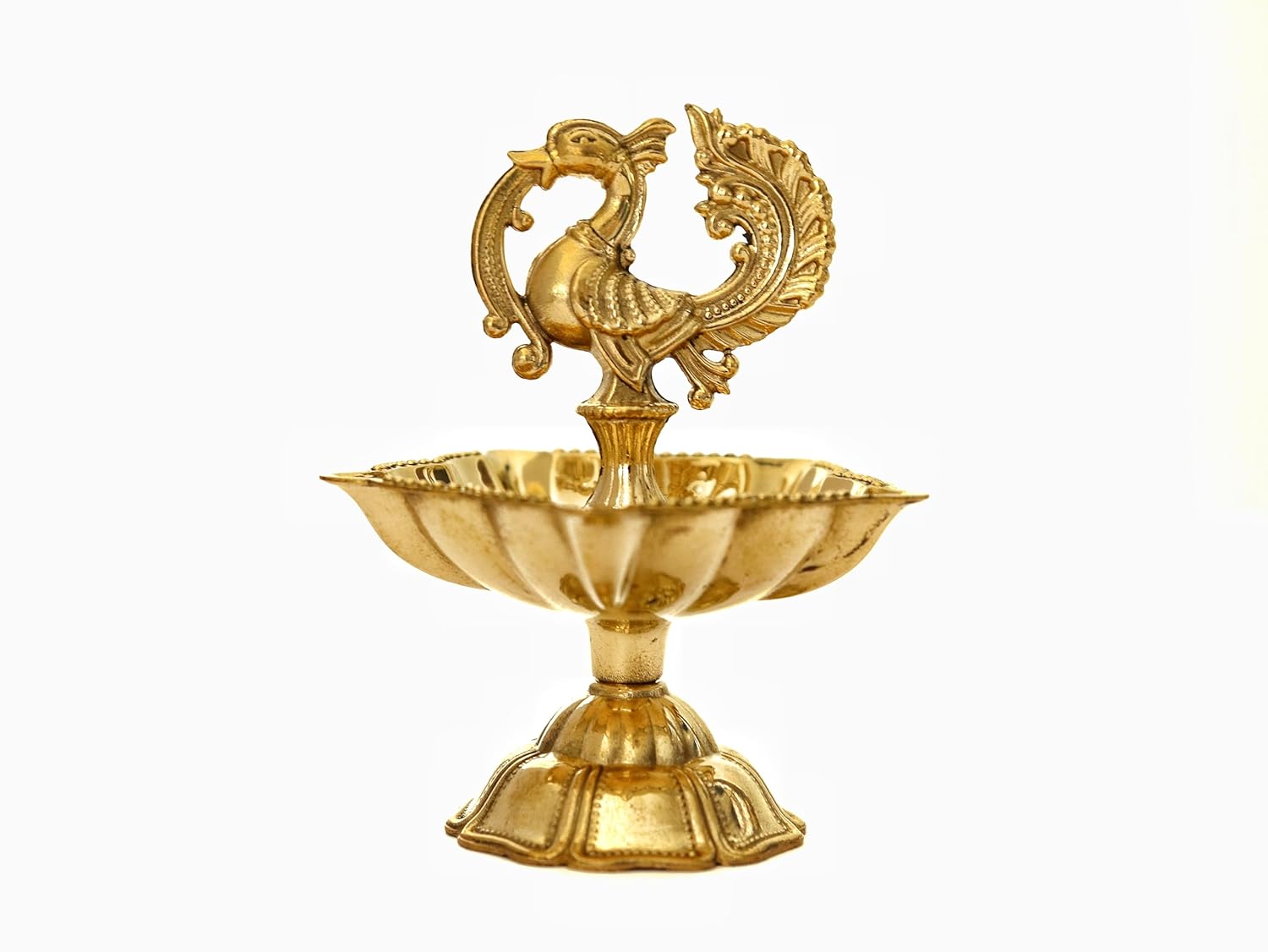 Peacock Diya | Peacock Design Brass Diya | Brass Diyas for Home | Kuthu Vilakku Decoration Items for Home Decor | 3.5 Inch | Diya for Diwali | Ideal for Gifting - 2 Pcs Set