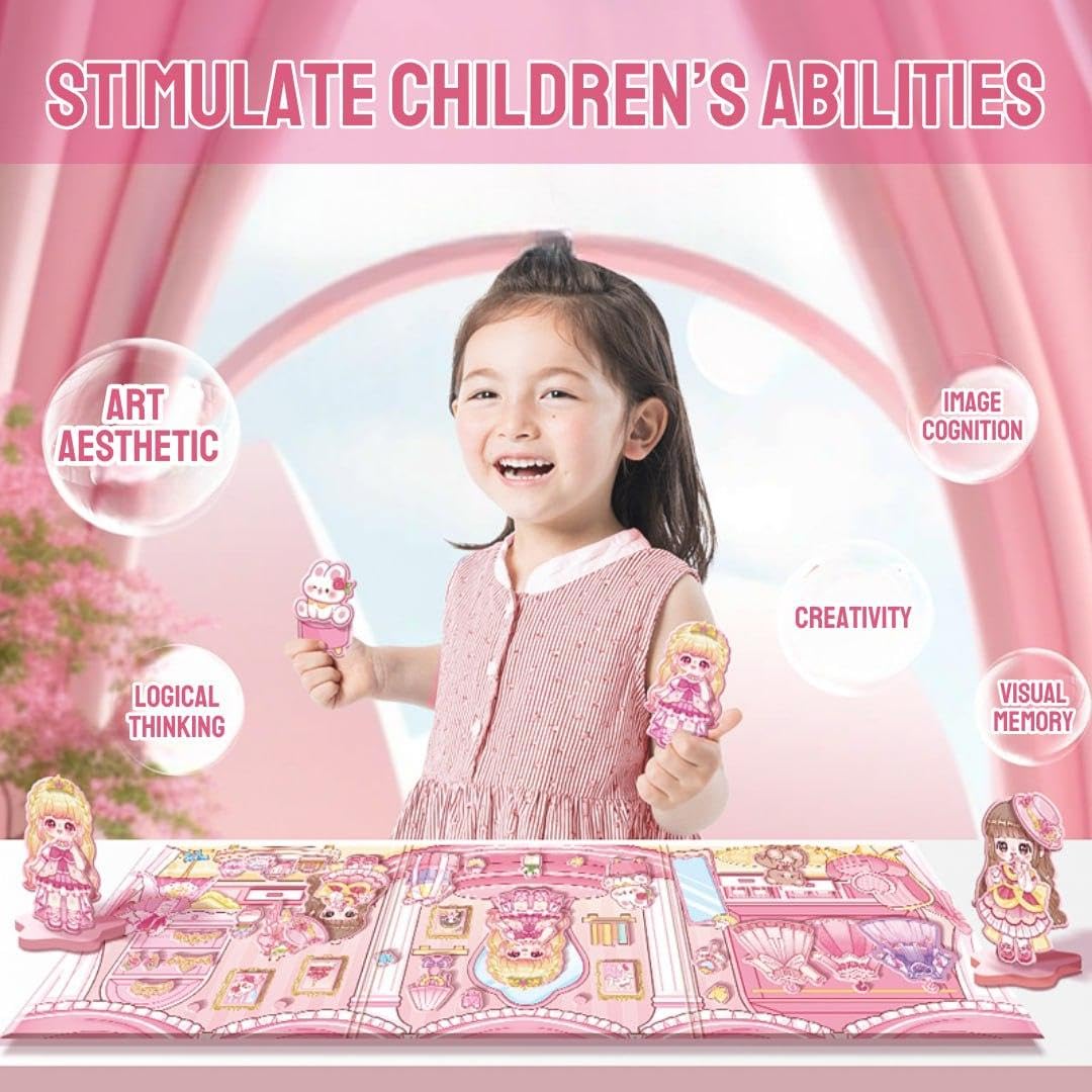 Diy Magnetic Dress-Up Princess |Pretend Play Toys For Girls| Magnetic Dress-Up Doll Book Toy For Girls – Reusable Magnetic Sticker Play Set With Stand & Scenes, 3 Year And Up