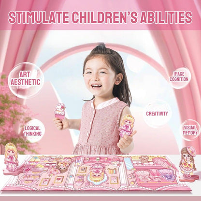 Diy Magnetic Dress-Up Princess |Pretend Play Toys For Girls| Magnetic Dress-Up Doll Book Toy For Girls – Reusable Magnetic Sticker Play Set With Stand & Scenes, 3 Year And Up