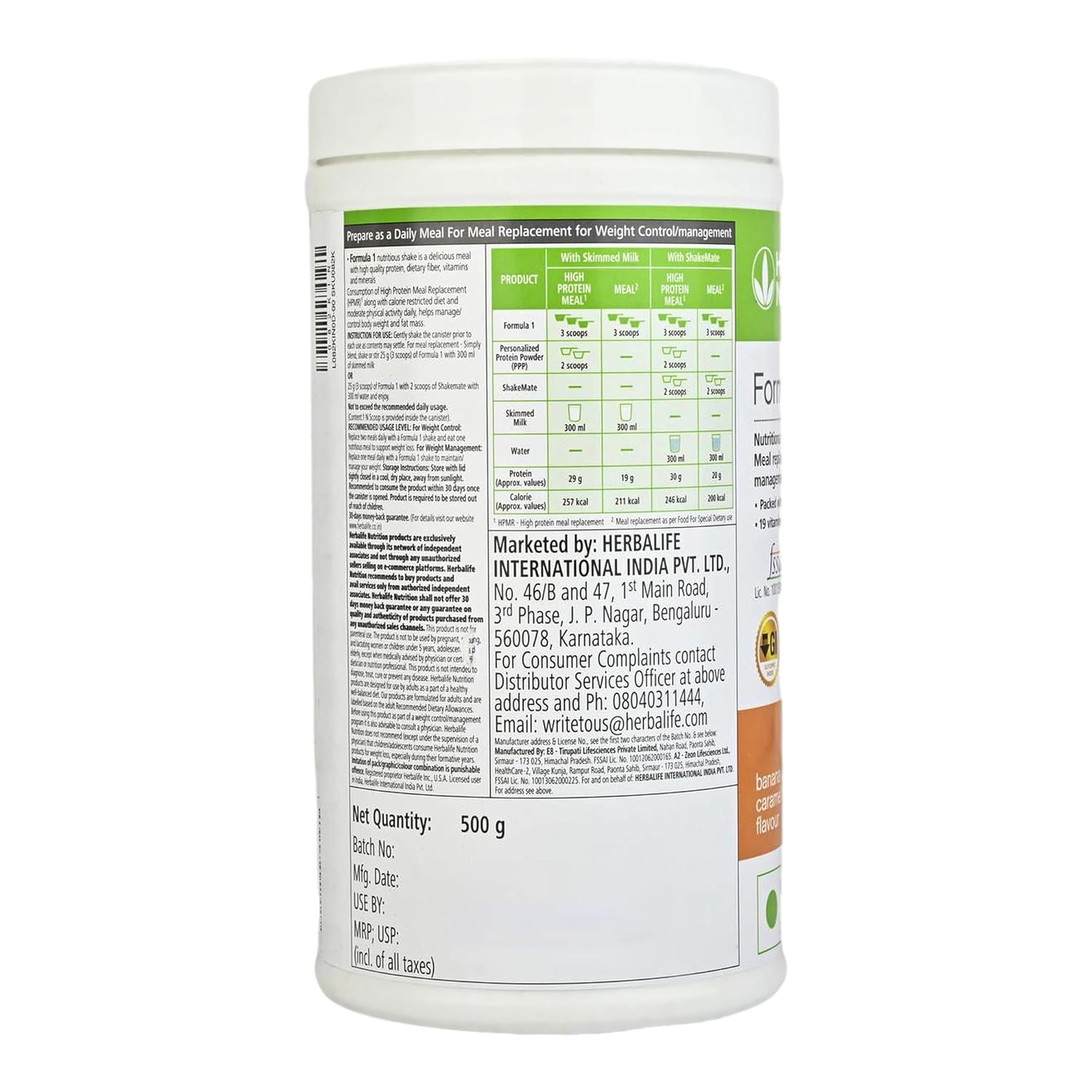 Herbalife Formula 1 Nutritional Shake Mix - Banana Caramel Flavour