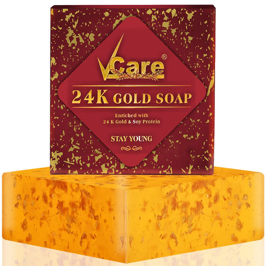 VCare 24K Gold Anti-Aging Soap 125g - Reduces Wrinkles, Exfoliates, Rejuvenates