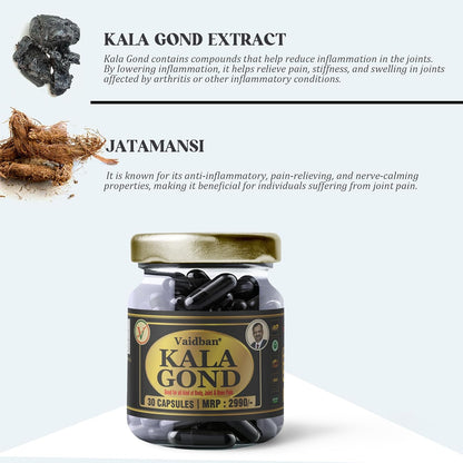 Vaidban Kala Gond Capsule - Instant Ayurvedic Pain Relief Capsule | Pack of 30
