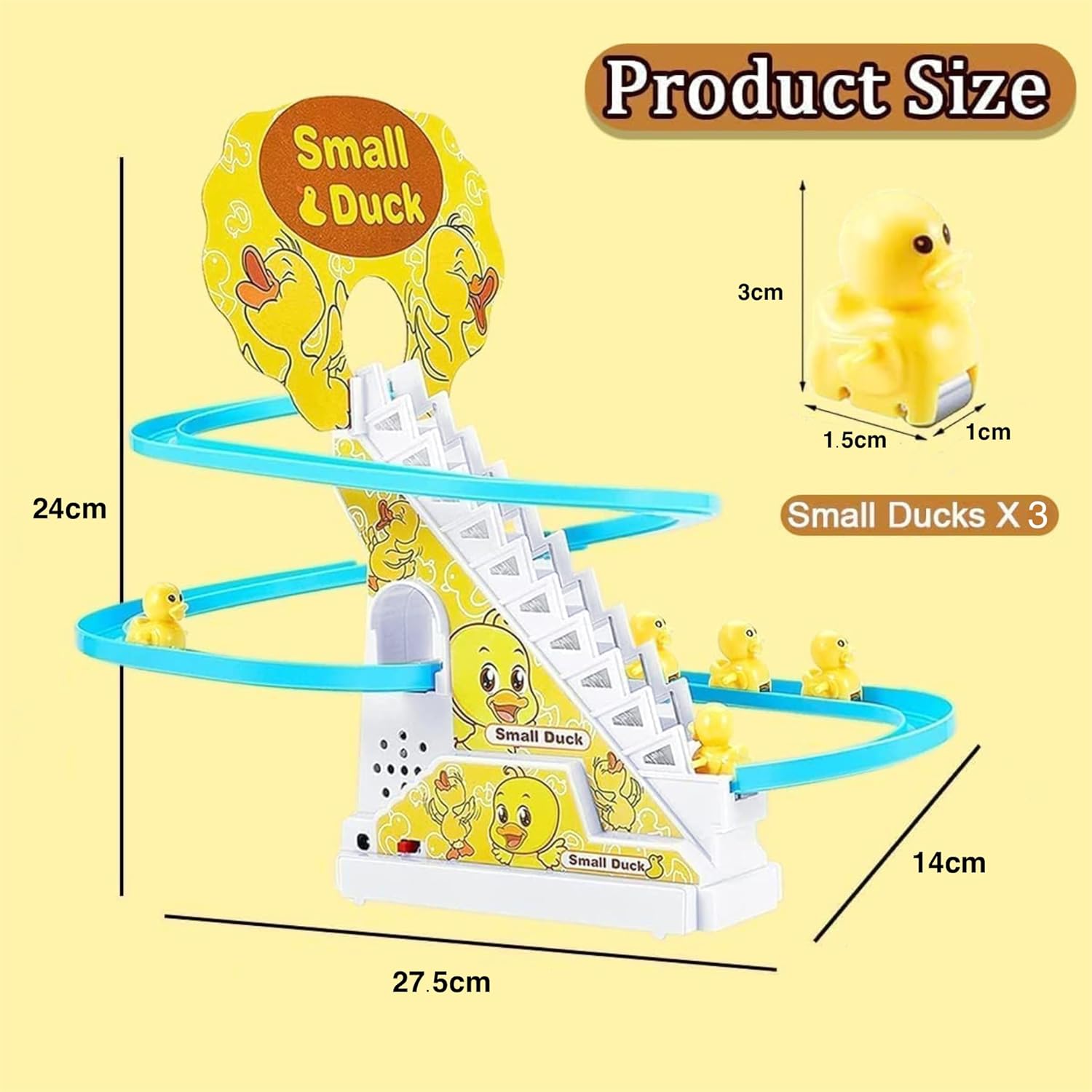 SNAPTRON Duck Slide Toy Set | Musical Toys for Kids| Duck Toy for Kids | Light & Sound Toys |Small Duck Climbing Stairs Toy| Birthday Gifts for Boys and Girls 3+ Years