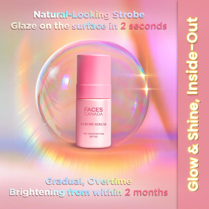 FACES CANADA Strobe Serum - 27ml | Brigtening Serum + Strobe Cream + SPF 30 Sunscreen | 10% Niacinamide | Removes Dark Spots & Hyperpigmentation | GlowLift Complex | Instant Glow