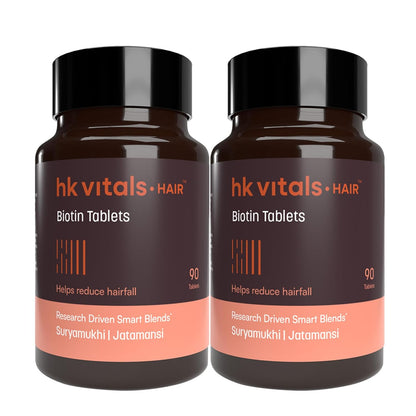 hk vitals Biotin (90 Tablets) | Supplement for Hair Growth, Strong Hair and Glowing Skin, Fights Nail Brittleness