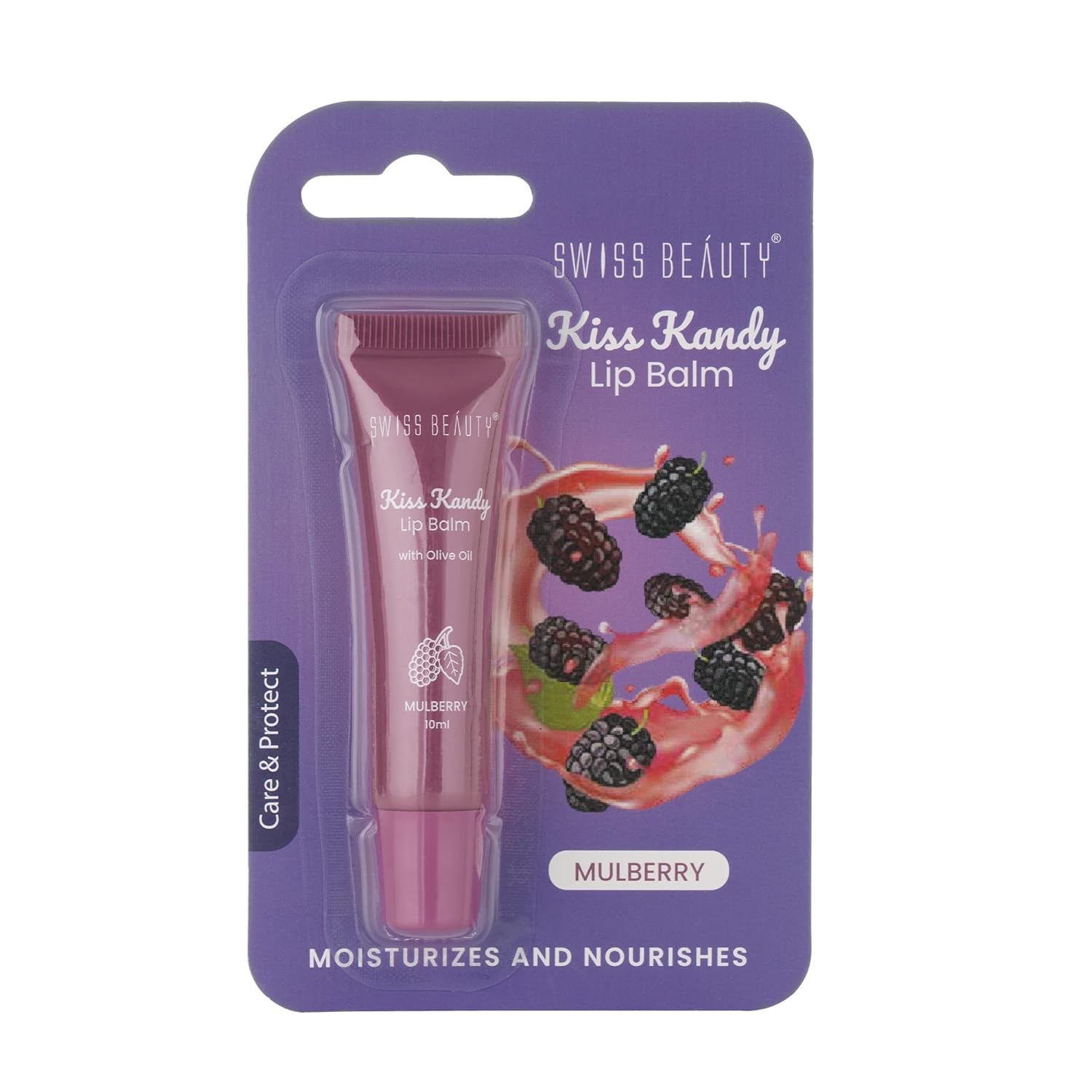 Swiss Beauty Kiss Kandy Lip Balm with Olive Oil | Moisturising | Non-Sticky | Soft & Smooth Lips | Shade - Mulberry, 10ml