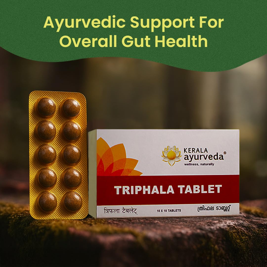 Kerala Ayurveda Triphala Tablets for Digestive Health & Relief, 100 Count