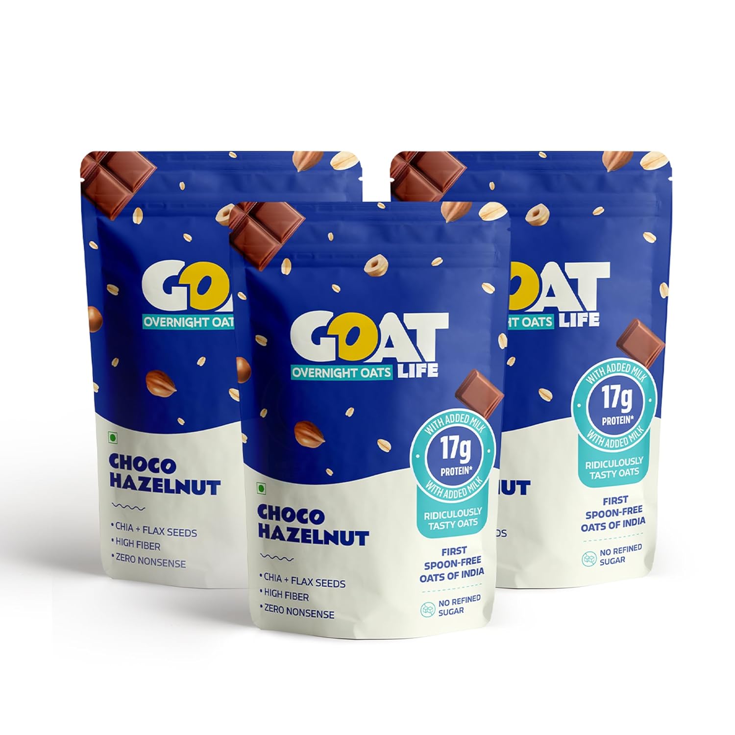 GOAT Life Choco Hazelnut Overnight Oats 60g - High Protein, Gluten-Free, Vegan