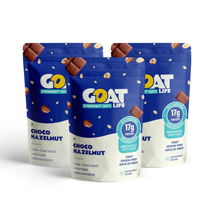 GOAT Life Choco Hazelnut Overnight Oats 60g - High Protein, Gluten-Free, Vegan