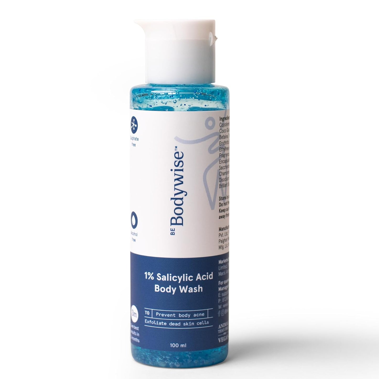 Be Bodywise 5% AHA BHA Exfoliating Body Wash 250ml | For Body Acne, Strawberry Skin, De-Tan | Infused with 3% Lactic Acid, 1% Salicylic Acid, 1% Glycolic Acid | Non-Drying, Paraben Free