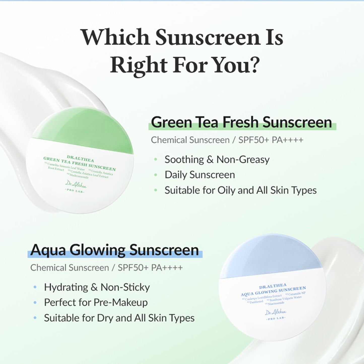 Dr.Althea Green Tea Fresh Sunscreen: Calming & Sebum Control SPF 50+ PA++++ Sun Cream