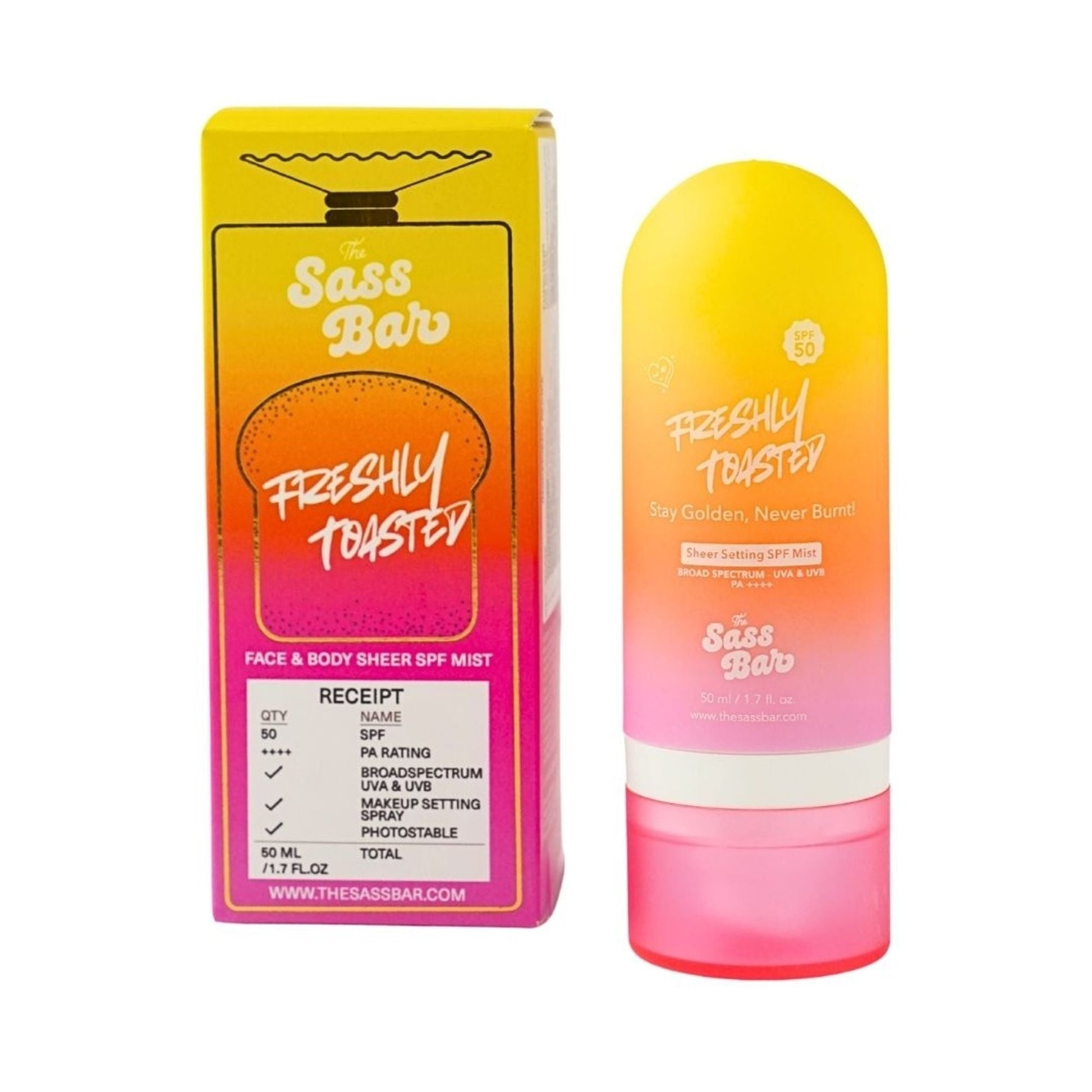 The Sass Bar Freshly Toasted Sheer Setting SPF Face & Body Mist