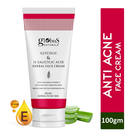 Globus Naturals Glycolic & 1% Salicylic Acid Herbal Anti Acne Face Cream