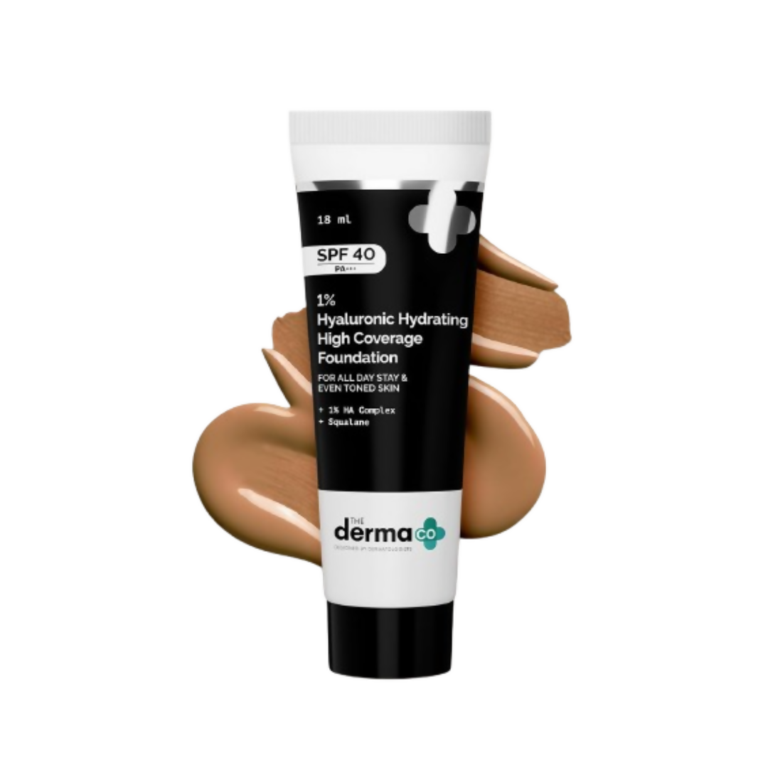The Derma Co 1% Hyaluronic Hydrating High Coverage Foundation With SPF 40 PA+++ - 04 Caramel