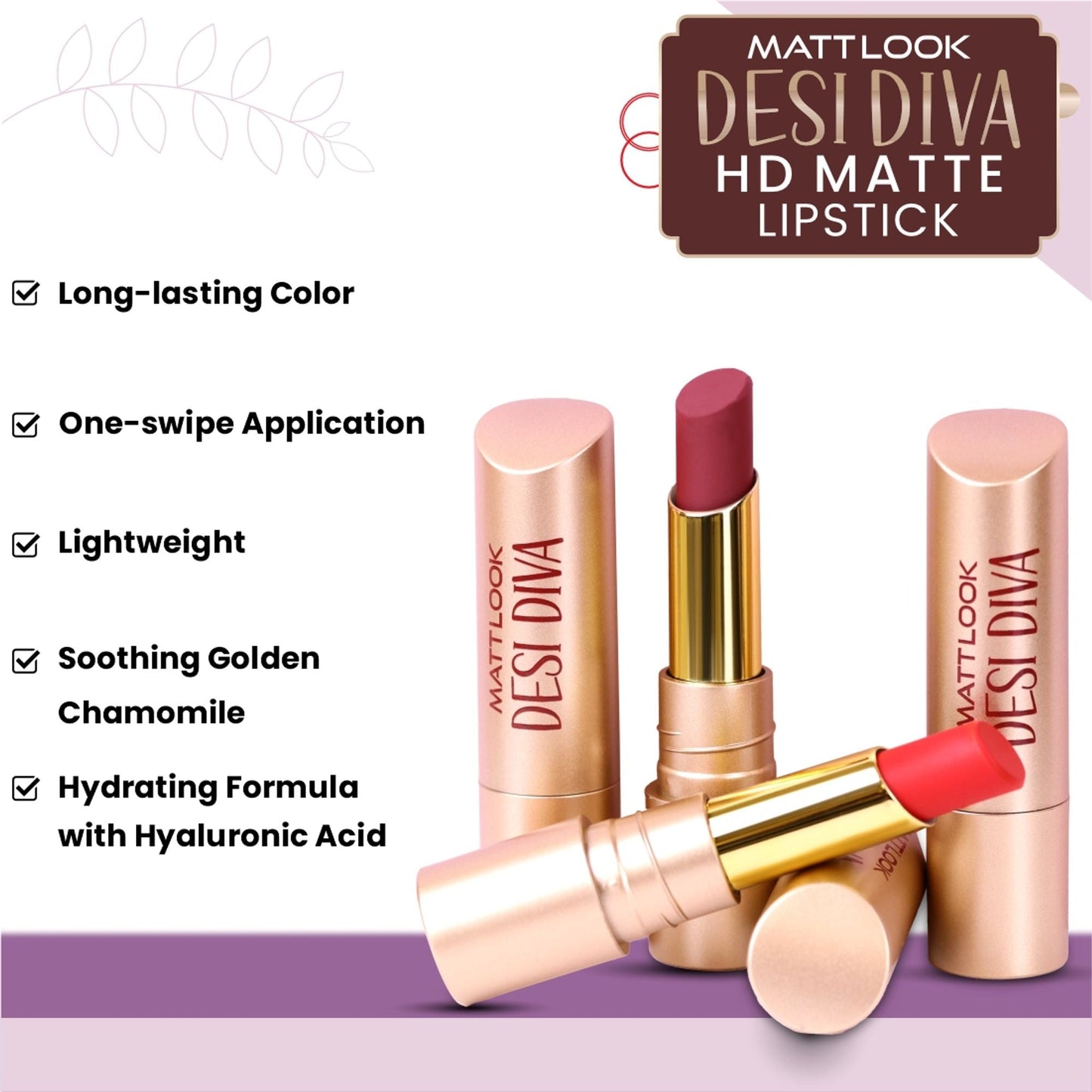 Matt Look Desi Diva HD Matte Lipstick - Playful Pink-21