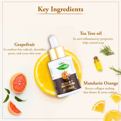 VI-JOHN Prakritik Vitamin C Face Serum Brightening, Anti-Aging & Glowing Skin, 100% Bio-Actives