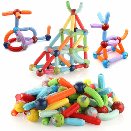Chanak 48 PCS Magnetic Tiles Building Set for Kids, STEM Educational Learning Toy with Marble Run, Slides, Balls & Windows, 3D Magnetic Blocks for Boys & Girls Ages 3+