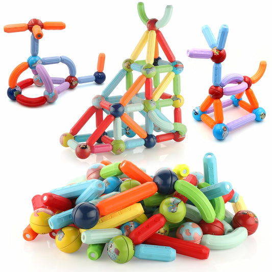 Chanak 48 PCS Magnetic Tiles Building Set for Kids, STEM Educational Learning Toy with Marble Run, Slides, Balls & Windows, 3D Magnetic Blocks for Boys & Girls Ages 3+