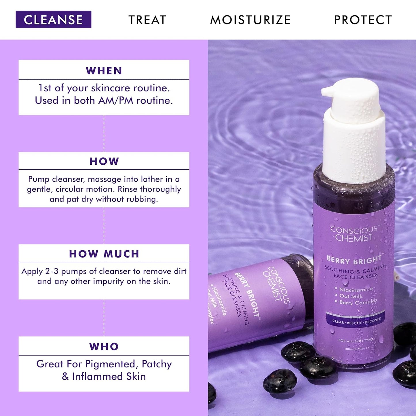 Conscious Chemist Berry Bright Soothing & Calming Face Cleanser 100ML