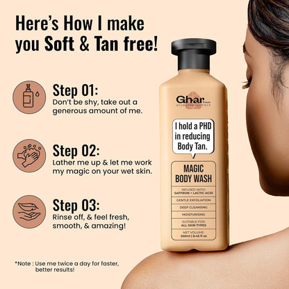 Ghar Soaps De-Tan Body Wash with Saffron & Niacinamide, Paraben-Free