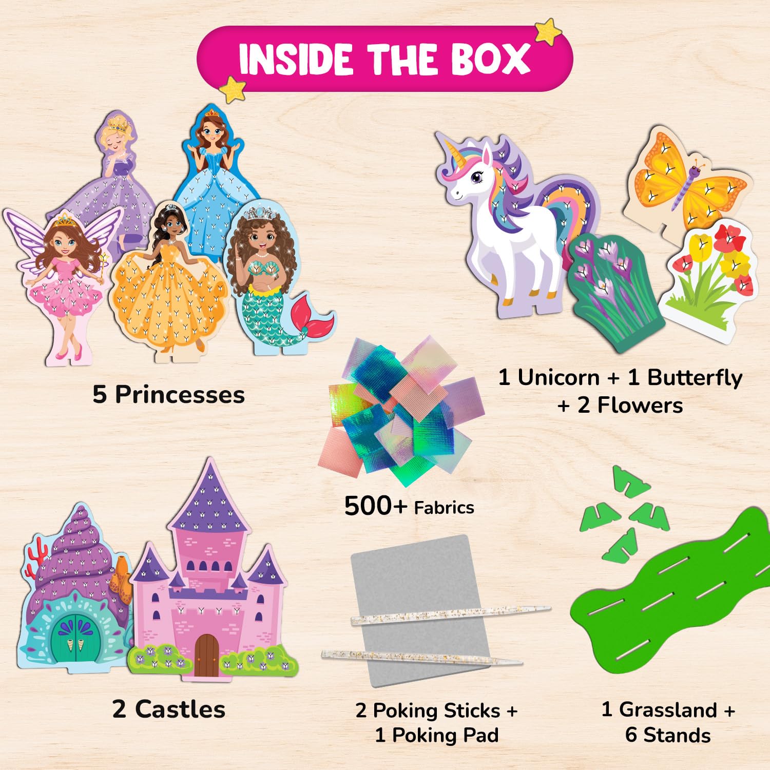 Smartivity Art & Craft Kit - Poke Art Princess Wonderland for Kids Ages 4, 5, 6, 7, 8, 9, 10 Years Old, Create 5 Princesses, 2 Castles & Unicorn, Smart Birthday Gift for Girls & Boys, Fun Activity Kit